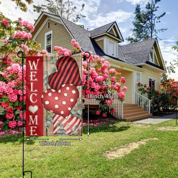 Happy Valentines Day Hearts Garden Flag, 12" X 18" - Picture 2 of 2